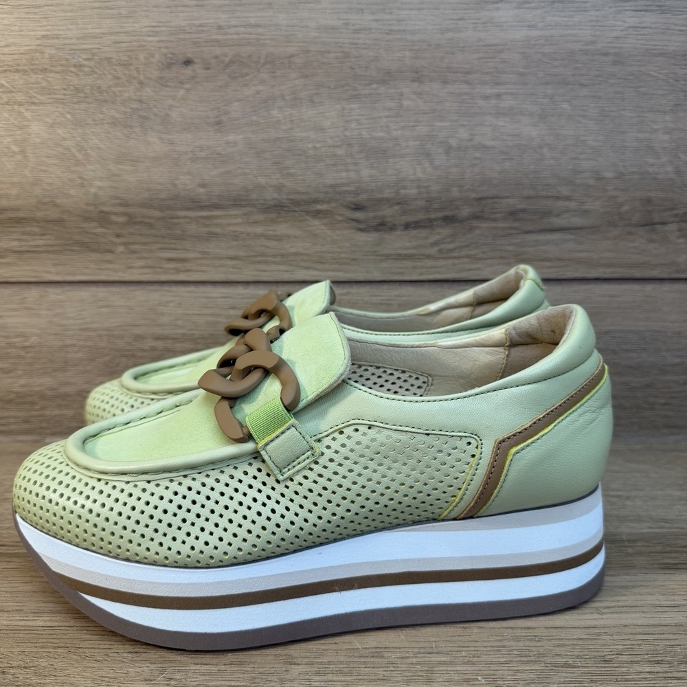 Softwaves Cadie Slip On Suede Platform Shoes Sz 36 US 5.5 Chain Green $350 - Picture 5 of 11